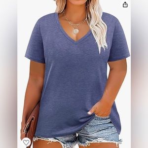 NWOT - RITERA Women Plus Size Top - V Neck Summer Short Sleeve Tunic tee